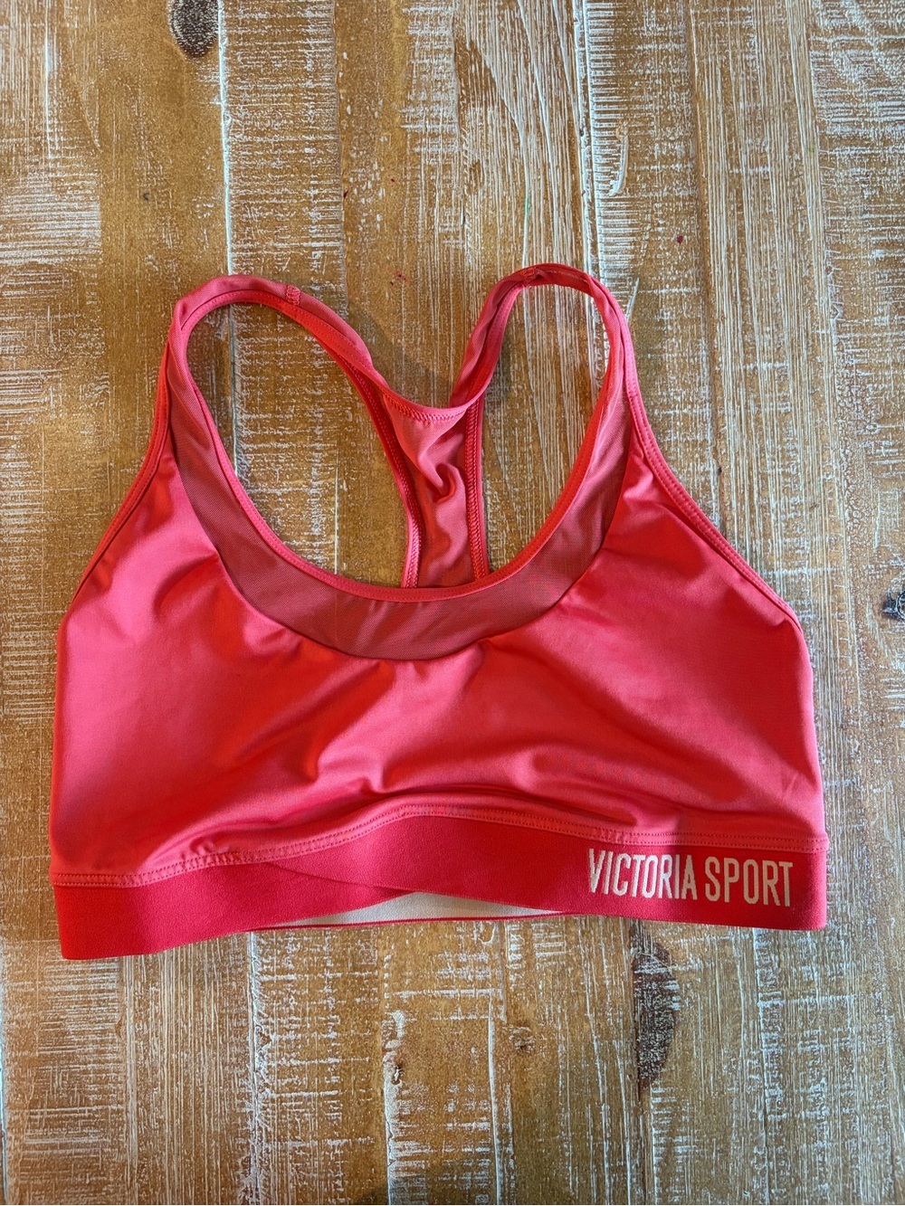 Victoria’s Secret Sport Sports Bra M Coral Pink Racerback Logo Y2K